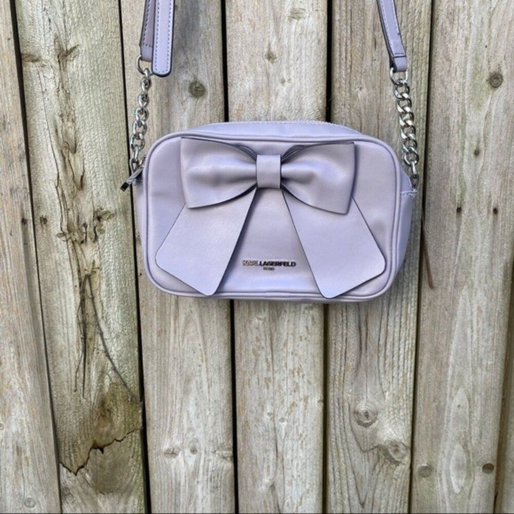 Karl Lagerfeld Paris Kris Bow leather Crossbody Bag Dusty lavender - Picture 2 of 11